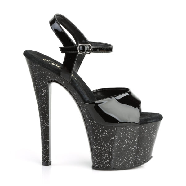 7" Heel, 2 3/4" PF Ankle Strap Sandal w/Mini Glitter - Image 5
