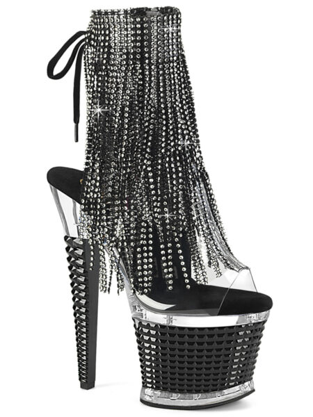 7" Heel, 3" PF 4-Layer Fringe Ankle Boot, Side Zip