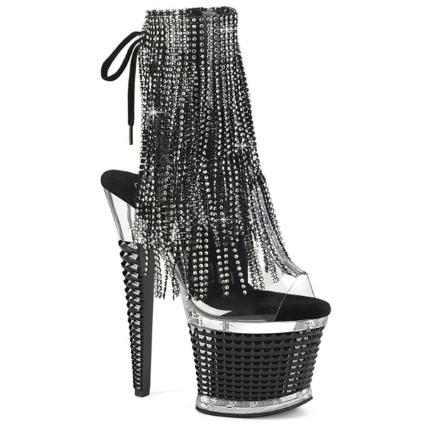 7" Heel, 3" PF 4-Layer Fringe Ankle Boot, Side Zip
