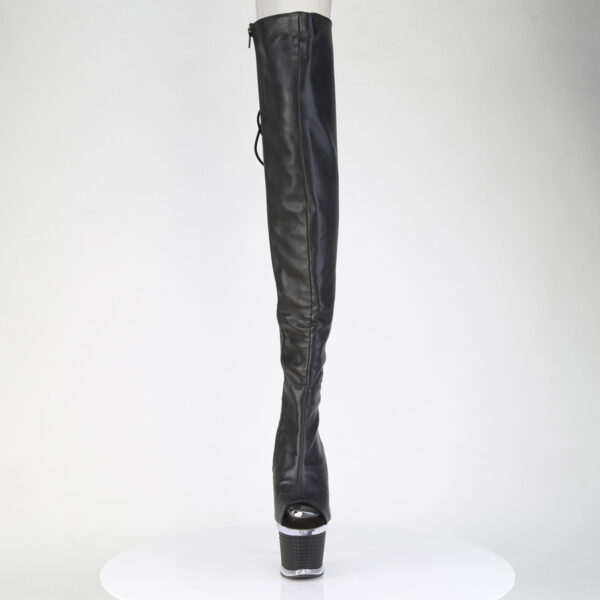 7" Heel, 3" Textured PF Lace-Up Back Thigh Boot, Side Zip - Image 2