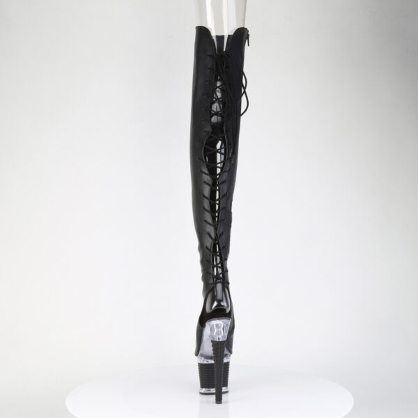 7" Heel, 3" Textured PF Lace-Up Back Thigh Boot, Side Zip - Image 4