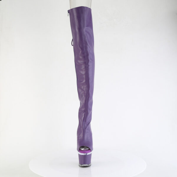 7" Heel, 3" Textured PF Lace-Up Back Thigh Boot, Side Zip - Image 2