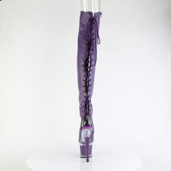 7" Heel, 3" Textured PF Lace-Up Back Thigh Boot, Side Zip - Image 4