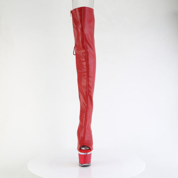 7" Heel, 3" Textured PF Lace-Up Back Thigh Boot, Side Zip - Image 2