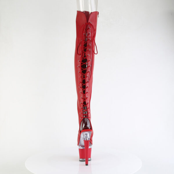 7" Heel, 3" Textured PF Lace-Up Back Thigh Boot, Side Zip - Image 4
