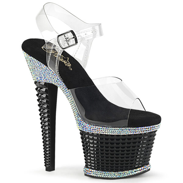 7" Heel, 3" Textured PF Ankle Strap Sandal w/RS