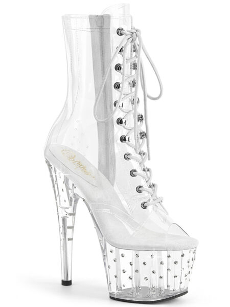 7" Heel, 2 3/4" PF Lace Up Peep Toe Ankle Boot w/RS