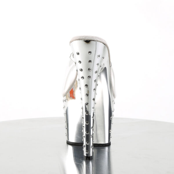 7" Heel, 2 3/4" PF Rhinestone Studded Chrome P/F Slide - Image 4
