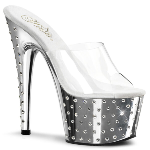 7" Heel, 2 3/4" PF Rhinestone Studded Chrome P/F Slide