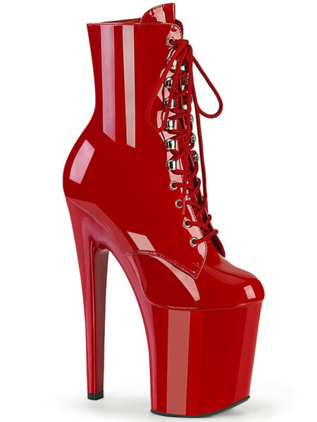 8″ Heel, 4″ PF Lace-Up Front Ankle Boot, Side Zip — Pleasure Zone Houston