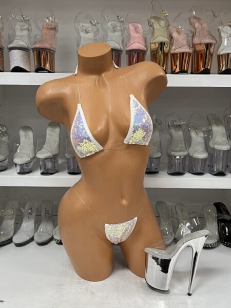 Sequin Two Piece Clear Elastic Bikini Set