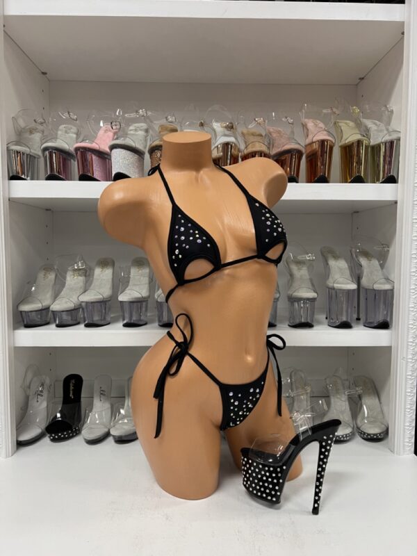 Underboob Bikini Top and Tie Side Thong with Rhinestones - Image 6