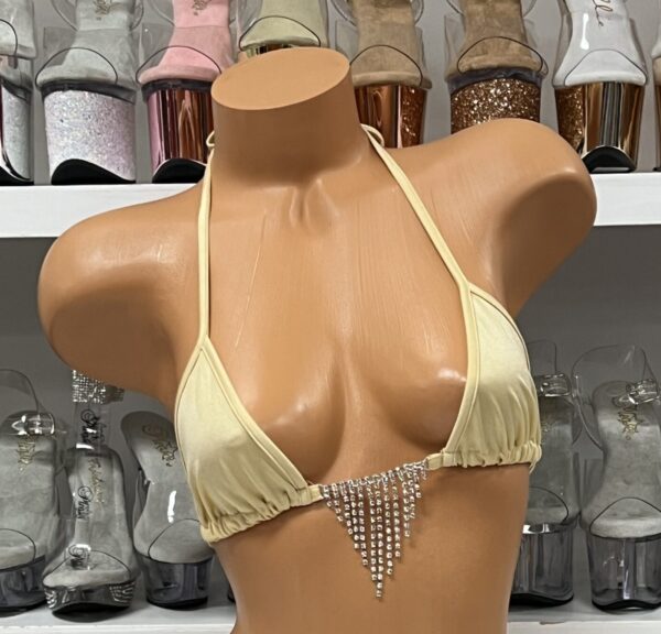 Bikini Top with Drop Down Rhinestone Link