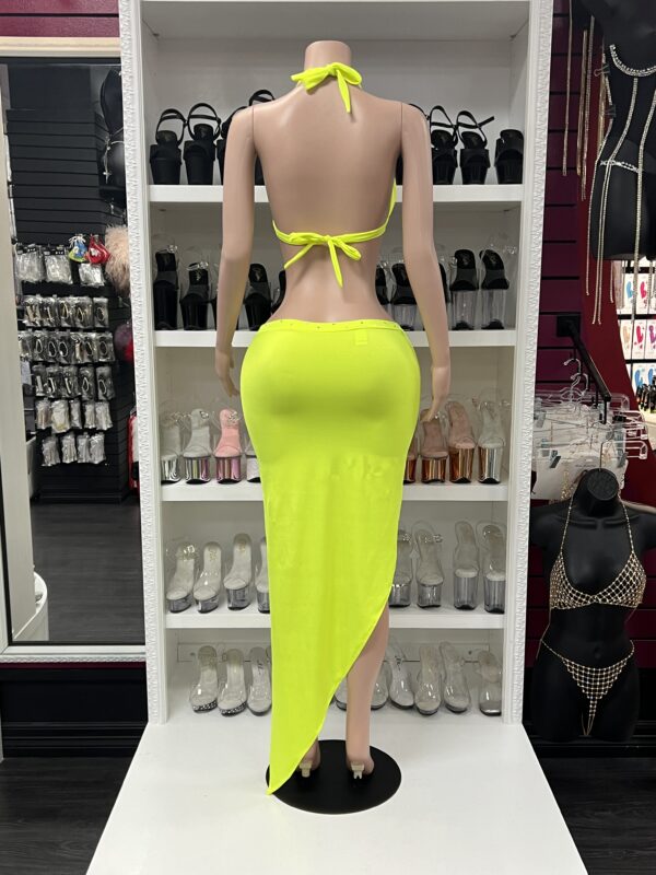 Neon Yellow Candy Long Skirt Set - Image 3