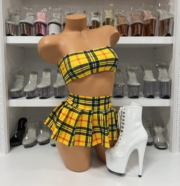 Yellow Bandeau School Girl Skirt Set