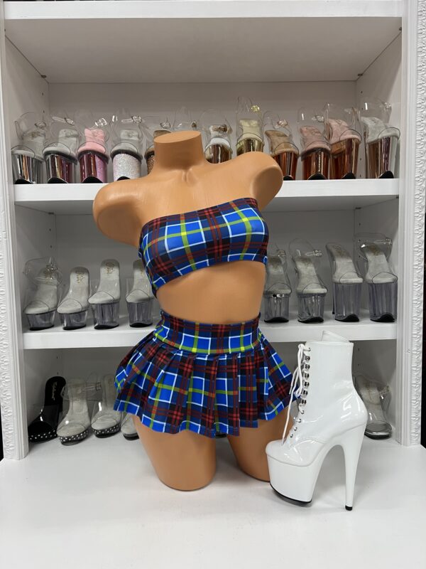 Royal Blue Bandeau School Girl Skirt Set