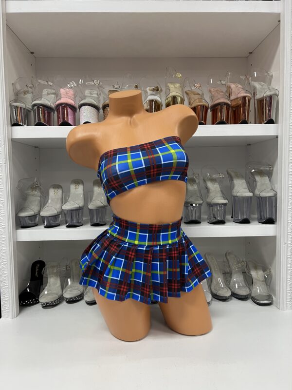 Royal Blue Bandeau School Girl Skirt Set - Image 2