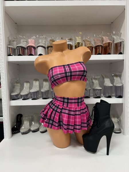 Fuchsia Bandeau School Girl Skirt Set