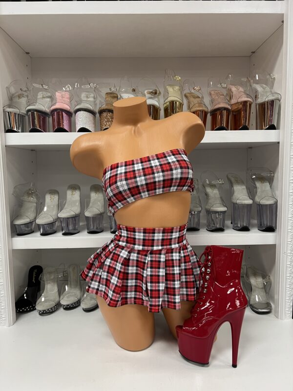 Red Bandeau School Girl Skirt Set