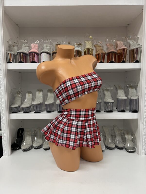 Red Bandeau School Girl Skirt Set - Image 3