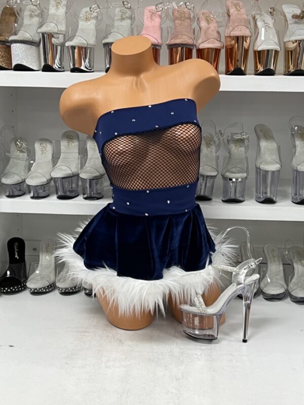 Navy Christmas Boxnet with Fur Skirt