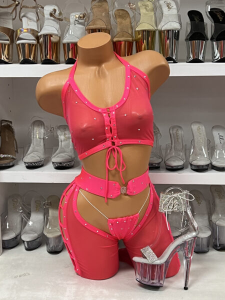 Coral 3pc Lace Up Set with Chaps