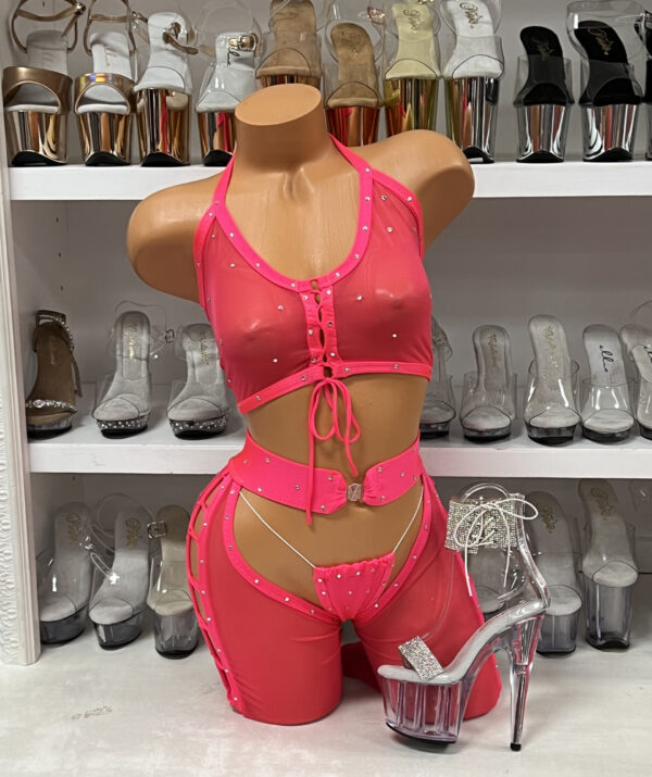 Coral 3pc Lace Up Set with Chaps
