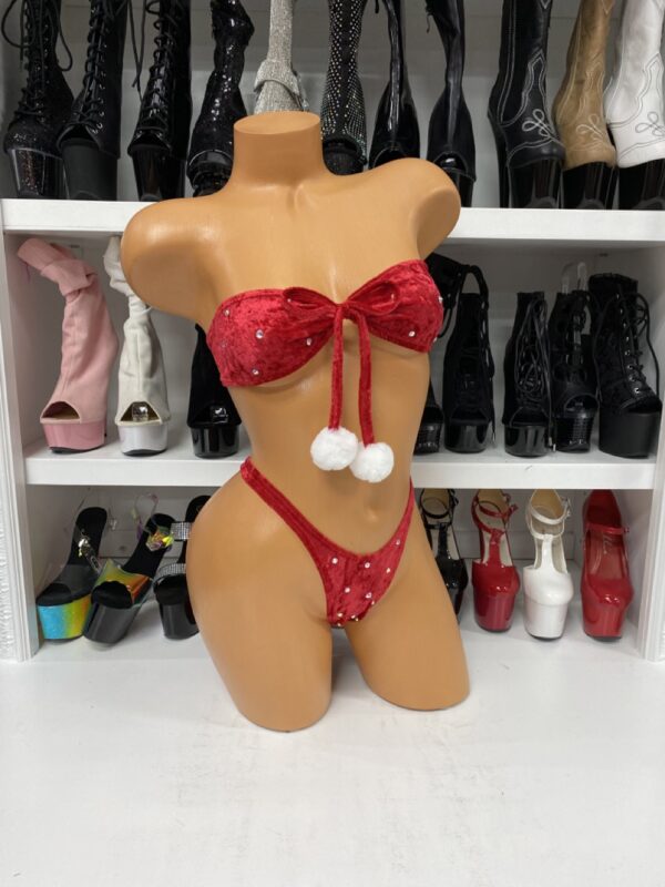 Velvet Rhinestone Two Piece with Poms - Image 15
