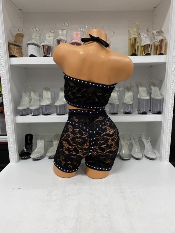 Black Biker Shorts 3pc Lace Set - Image 5