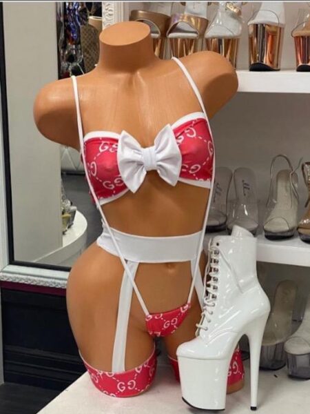 White and Red Inspired 3pc Luna Set with Chaps