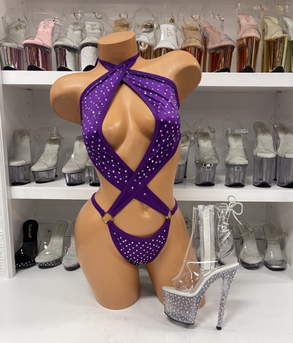 O-Ring Rhinestone Romper with Rhinestones
