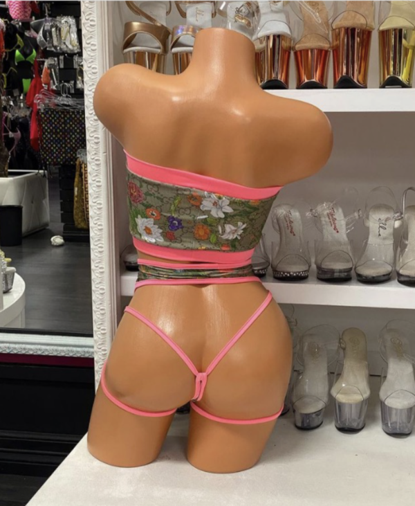 Floral Inspired 3pc Set with a Big Center Bow and Garters Attached - Image 5