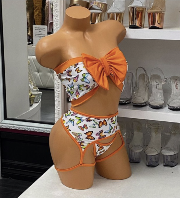 Butterfly 3pc Set with a Big Center Bow and Garters Attached - Image 4