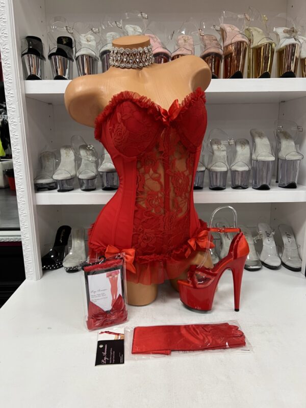 Lace Corset with Attached Ruffle