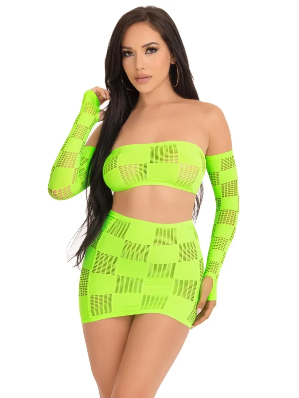 Ego Trip Checkerboard Bandeau Set by leg avenue at pleasure zone