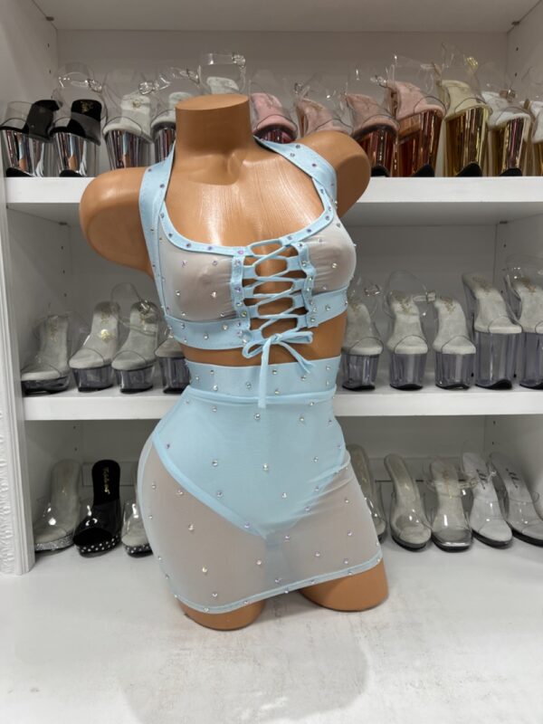 Baby Blue Corset Skirt Set with Attached High Waist Panty - Image 2