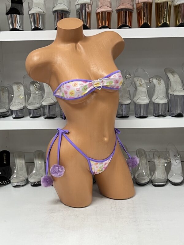 Multi Heart Teardrop Bikini with Pom Poms - Image 2