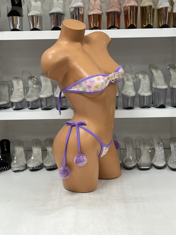 Multi Heart Teardrop Bikini with Pom Poms - Image 3