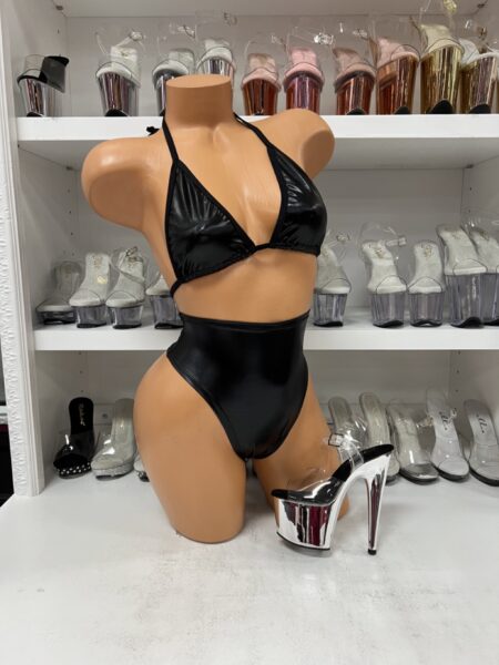 Matte Black Vinyl High Waist 2pc