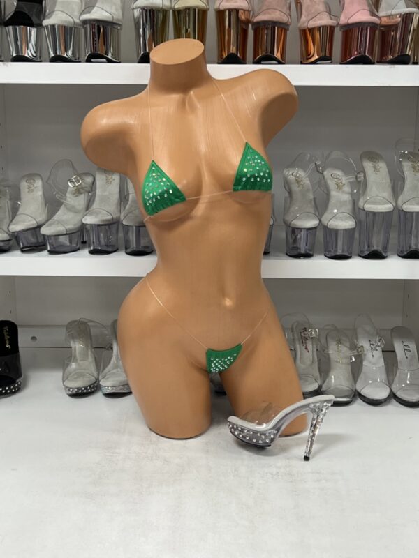 Green Rhinestone Microkini - Pleasure Zone