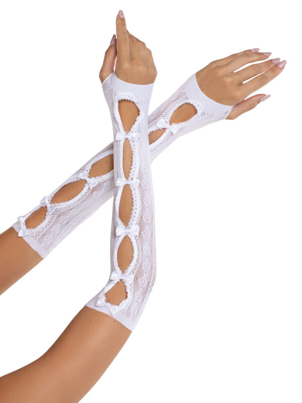 Sweetheart Striped Keyhole Arm Warmers with Mini Bow Accents