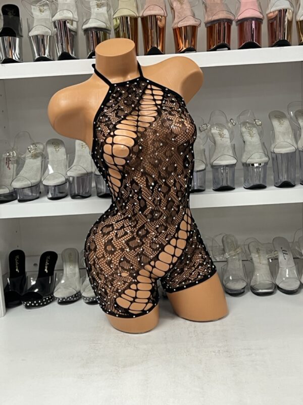 Black Leopard Print Boxnet Romper - Image 3