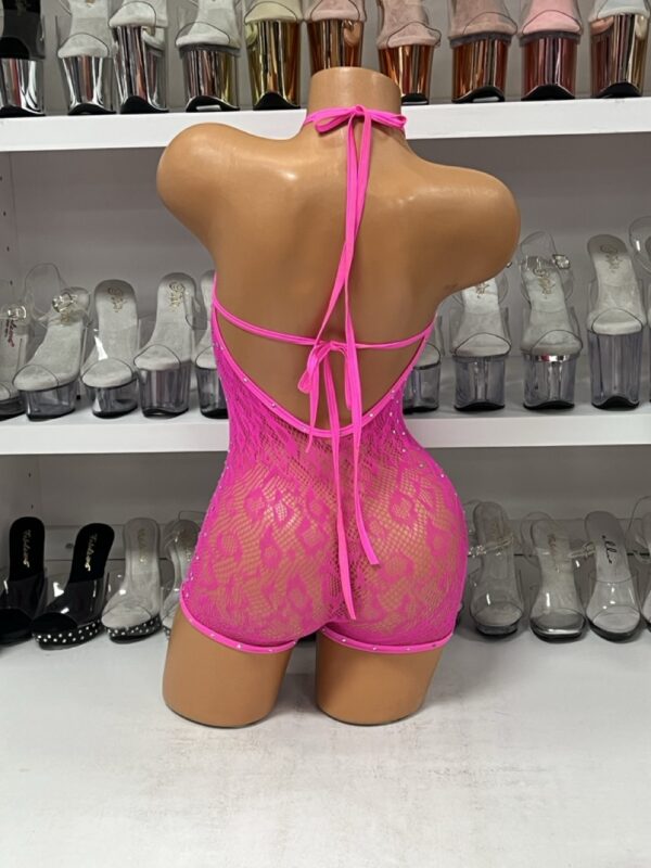 Hot Pink Leopard Print Boxnet Romper - Image 4