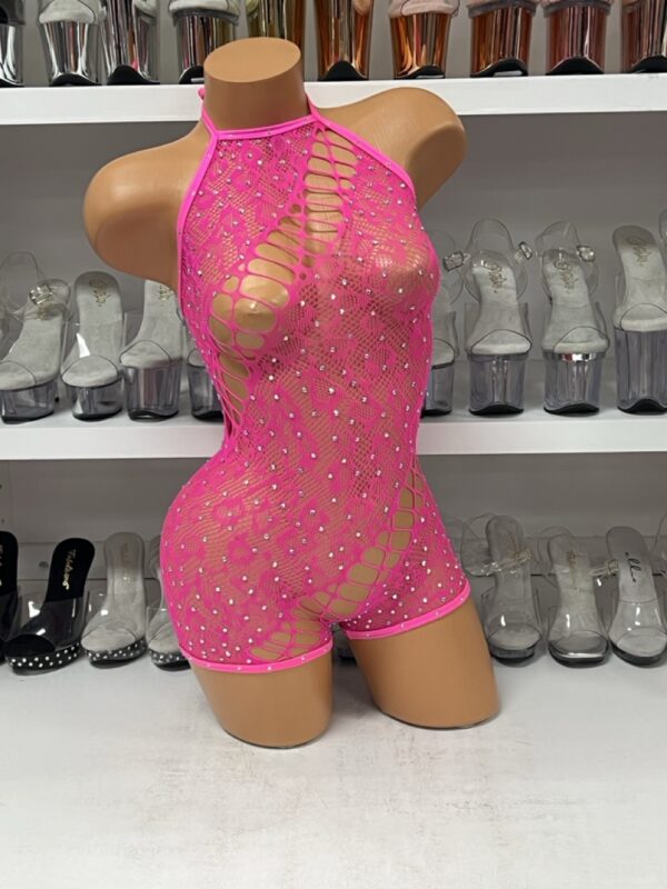 Hot Pink Leopard Print Boxnet Romper - Image 5