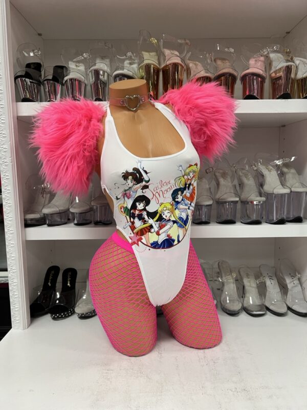 Winking Sailor Moon and Friends White Romper - Image 3