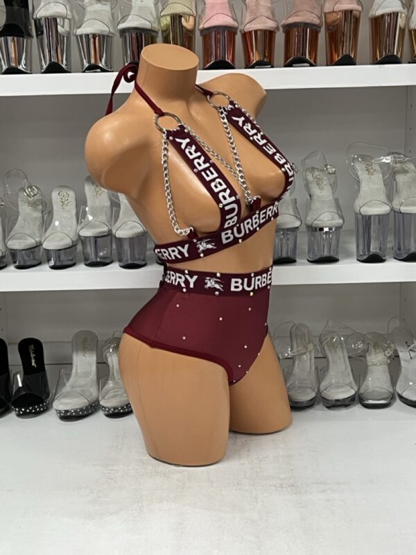 Burgundy Inspired 2 Piece Set with Chains - Image 4