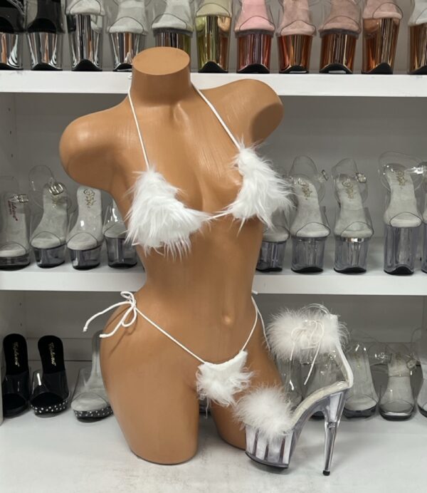 White Fur Mini Bikini Set