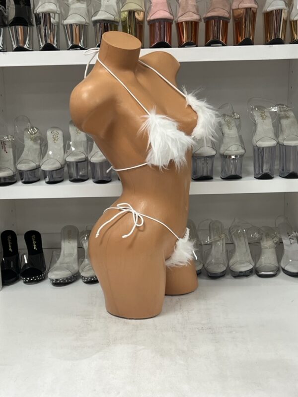 White Fur Mini Bikini Set - Image 4