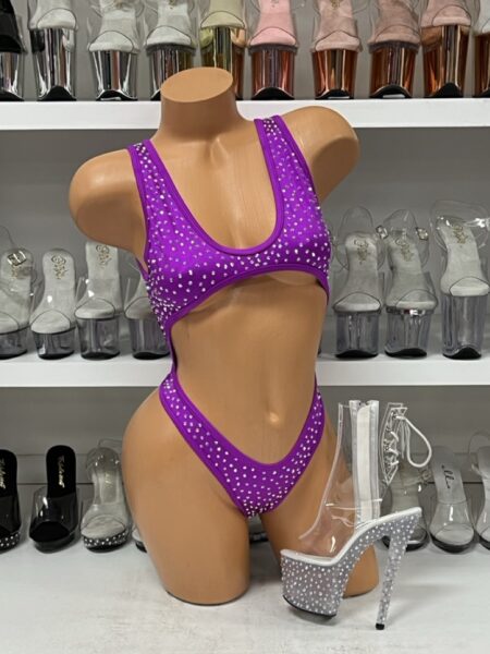 Magenta Mia Open One Piece with Rhinestones
