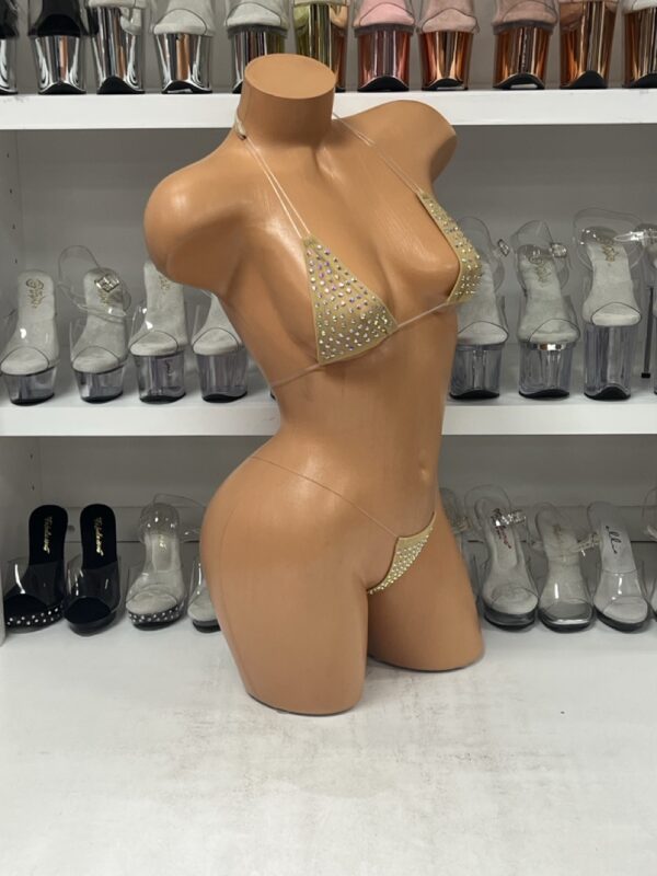 Nude Mesh Mini Bikini Set with Rhinestones - Image 4